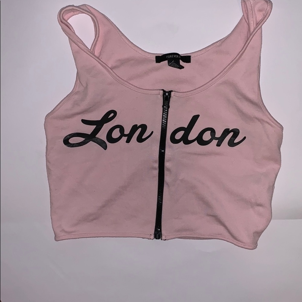 FOREVER21 FRONT ZIP CROP TOP